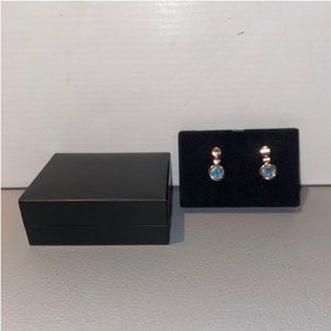 NWOT R.H. Macy & Co. Rose Gold Drop Earrings With Blue Semi Precious Stones